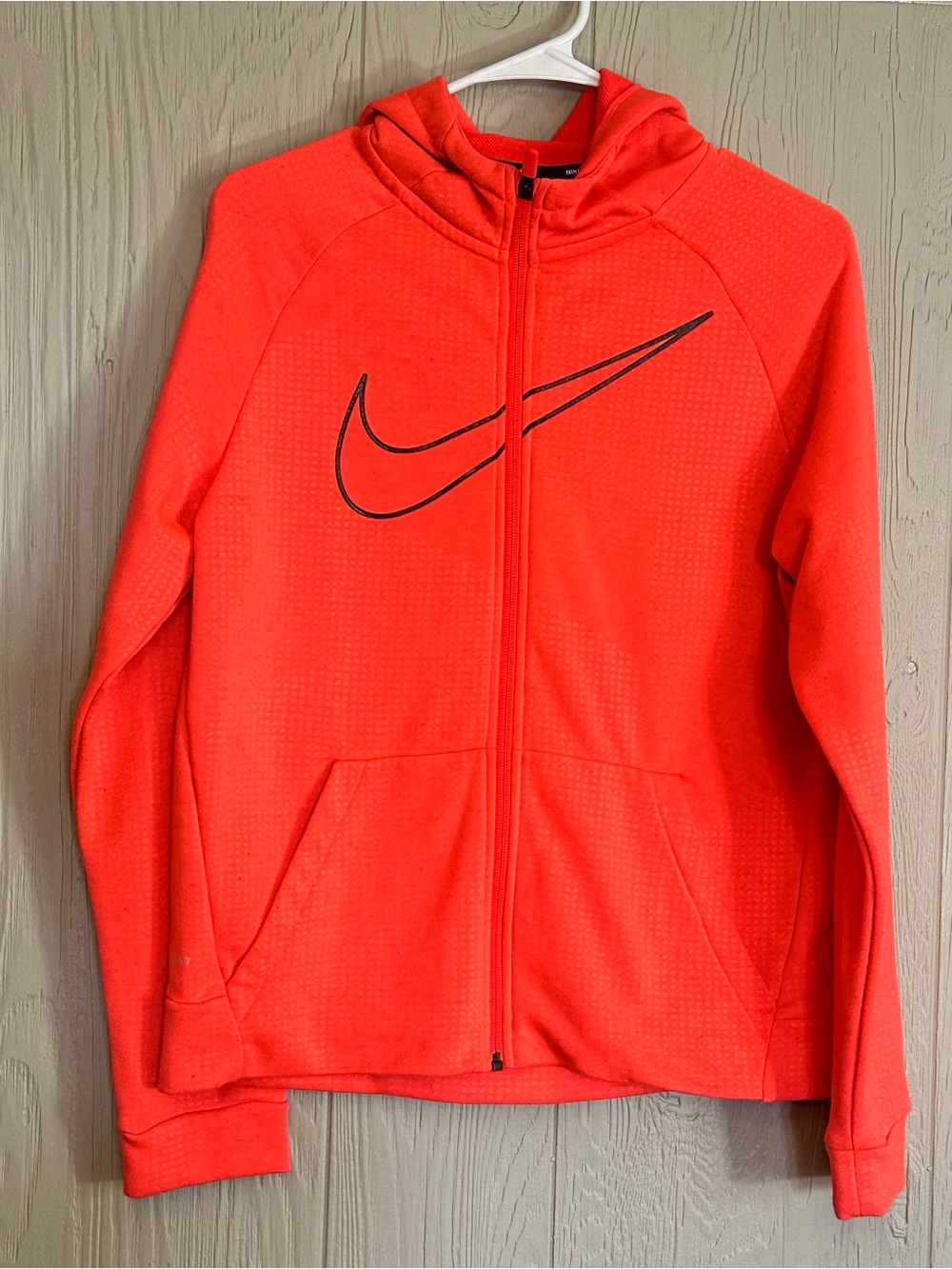 Nike Dri-FIT girl’s bright coral Full Zip Hooded Hoodie w/ Pockets Size XL